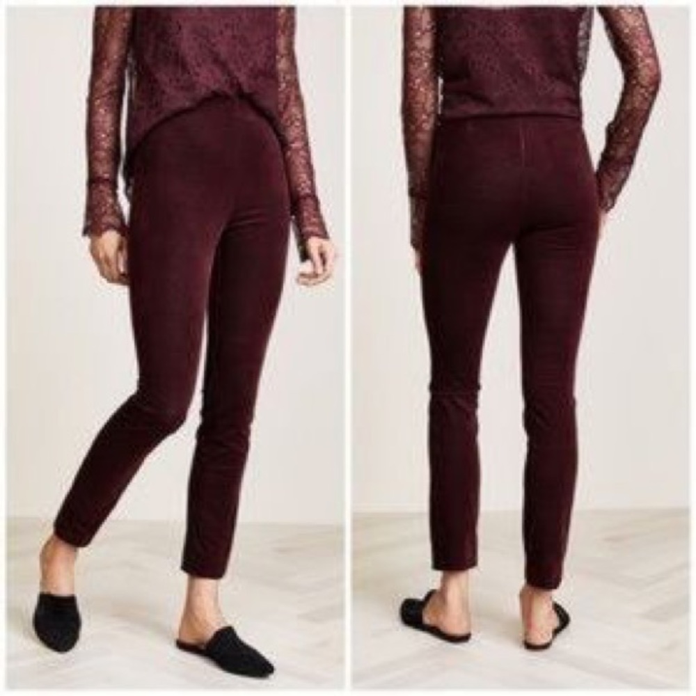 Theory Velvet Stretch Leggings in Deep Currant